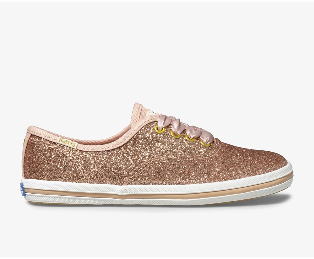 Tenis Keds Niña Rosas Dorados - Kate Spade New York Champion Glitter - 6597-ZHVER